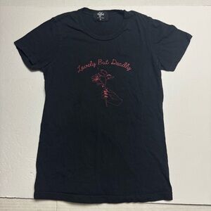 Valfré "Lovely But Deadly" Tee in Black, Red. 100% Cotton. Size: Small